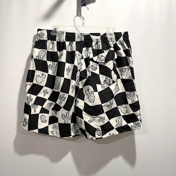 Negative Space Swim Shorts Size XL Cactus Black Checker Trunks - Picture 2 of 9